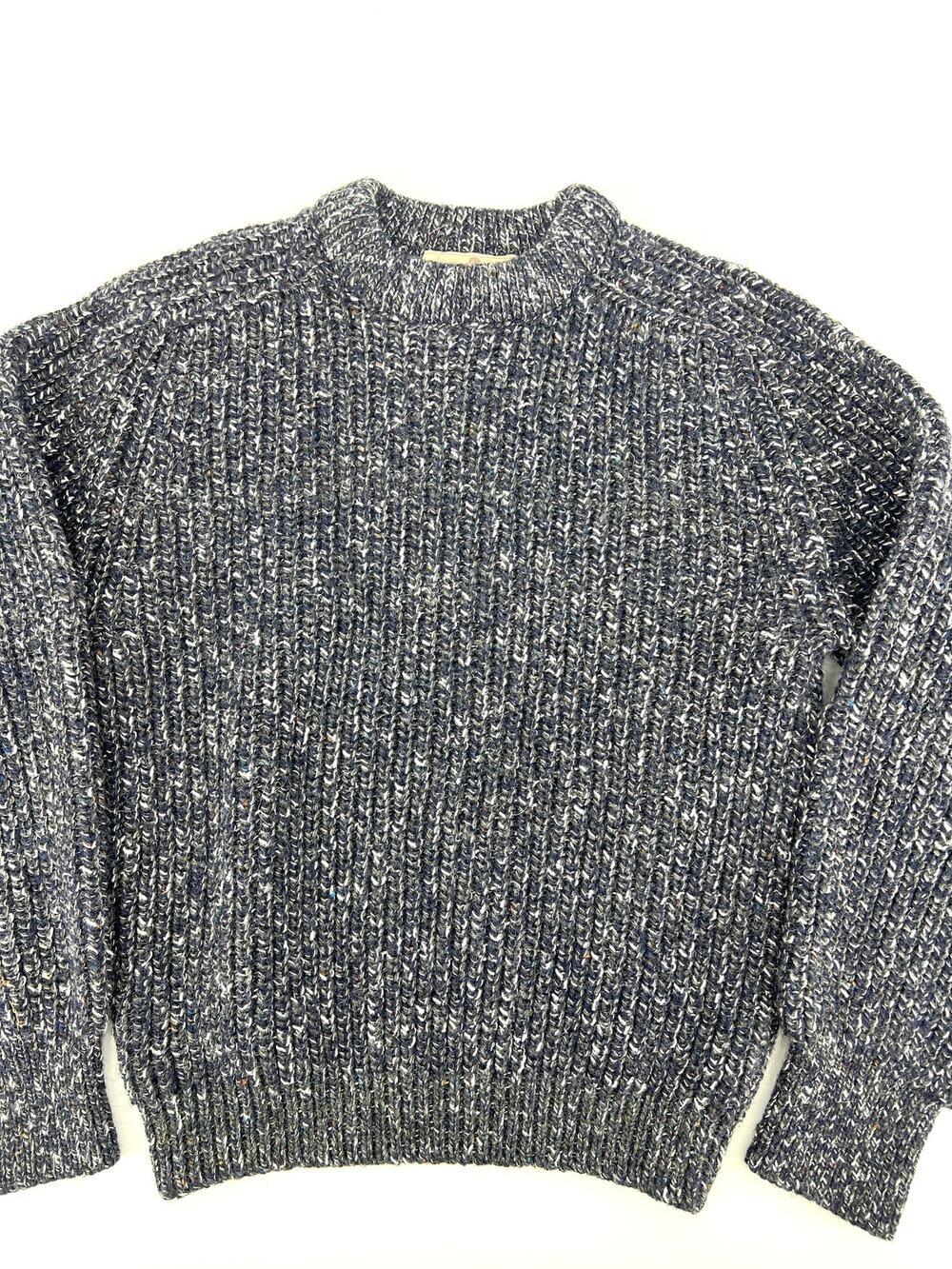 VTG Womens EMS Wool Sweater Blue Speckle Knit Crewneck Size Large